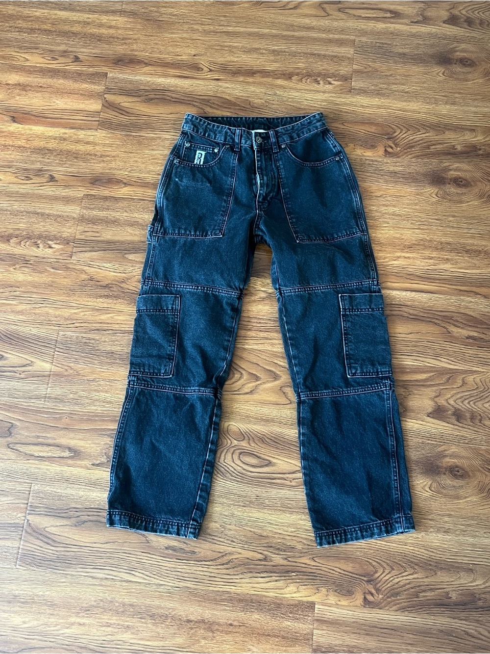 Women's Black Cargo Jeans - Relaxed Utility Fit